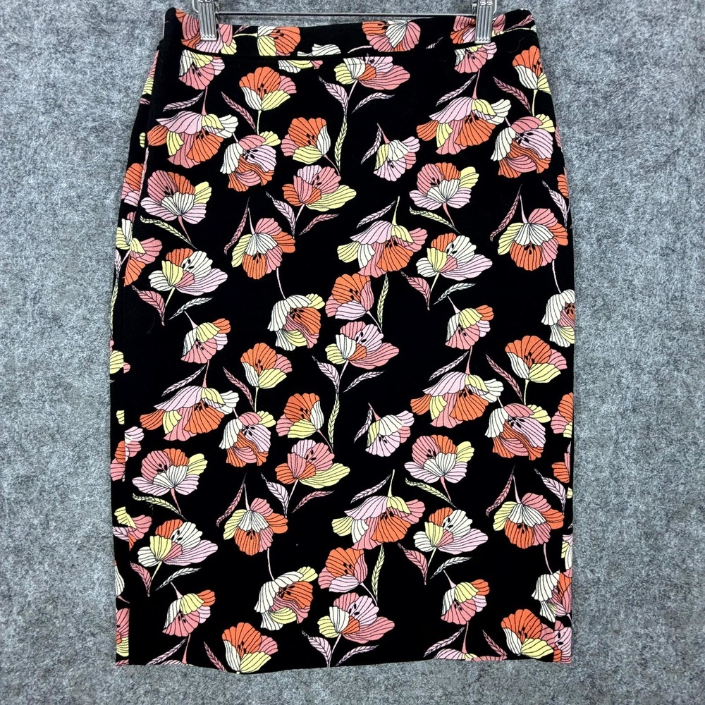 Who What Wear Pencil Skirt Womens Small Black Vibrant Floral Dark Romantic Boho